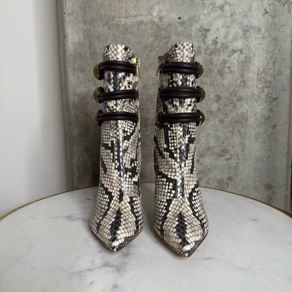 BALMAIN Alma Snake-Effect Leather Ankle Boots - Picture 12 of 17